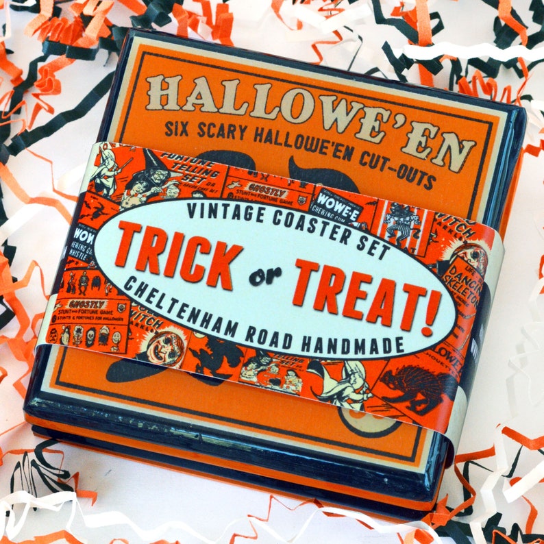 Halloween Decor Drink Coaster Set of Four Etsy