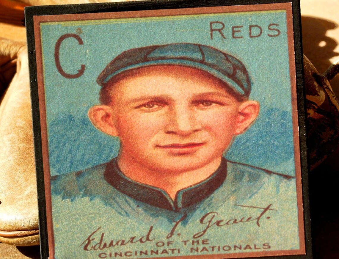 Cincinnati Reds Baseball Card Coaster Set Sports Decor Wood Etsy