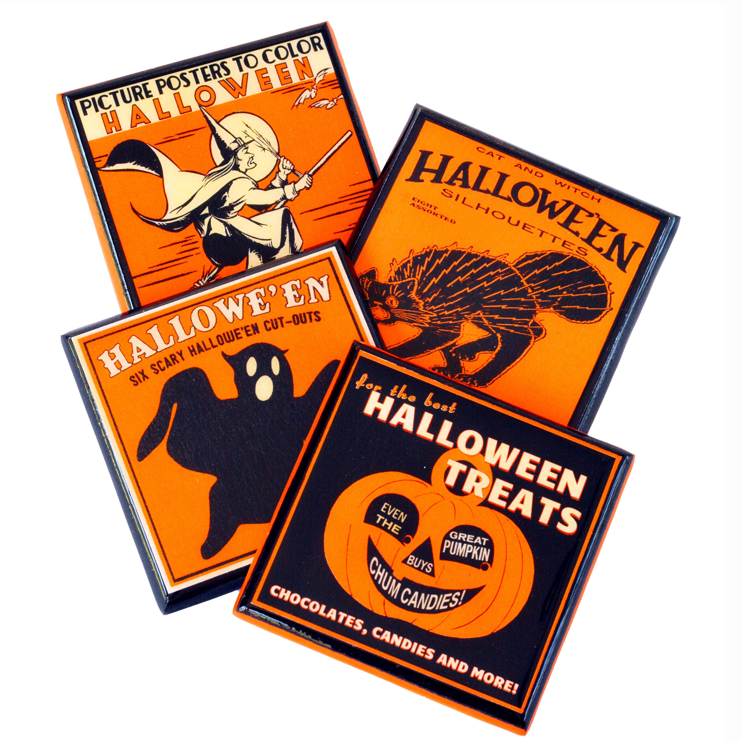 Halloween Decor Drink Coaster Set of Four Etsy