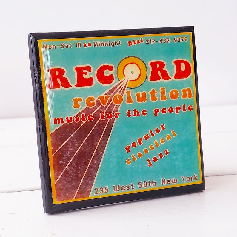 Vintage Record Store Drink Coaster Set Classic Record Shop Decor Vinyl Music Lover Gift image 4