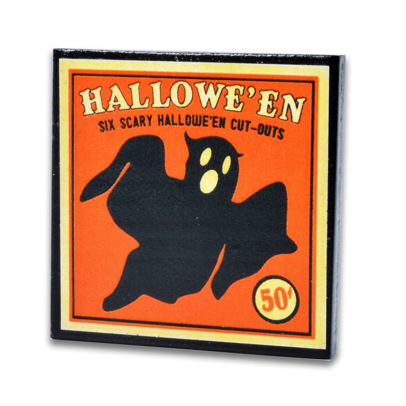 Halloween Decor Magnet Set of Three Vintage Halloween Party Favor Gift Fridge Magnets Orange Pumpkin Ghost and Cat image 4