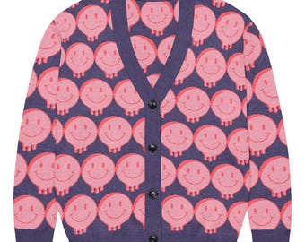 Smiley Face Cardigan | Unisex Sweater | Smiley Sweater for