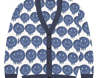 Smiley Face Cardigan | Unisex Sweater | Smiley Sweater for