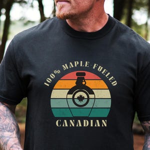 Ahorn Retro T-Shirt | Ahornblatt-Design auf Comfort Colors® T-Shirt, Kanada-Tageskleidung, Reise-Shirt, Konzert-Shirt, Cottage-Kleidung