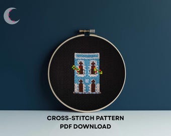 Cross Stitch Pattern Peacock House Old San Juan Puerto Rico PDF