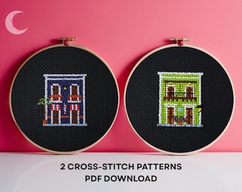Cross Stitch Pattern Bundle Barber Shop & Spanish Lime House Puerto Rico PDF