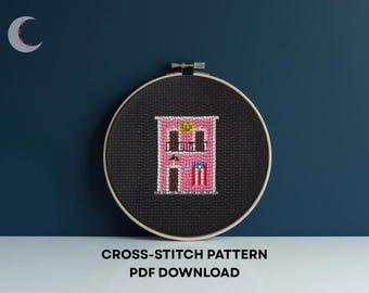 Cross Stitch Pattern Flamingo House Old San Juan Puerto Rico PDF