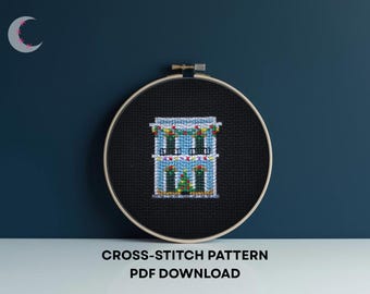 Cross Stitch Pattern Christmas Eve House Old San Juan Puerto Rico PDF