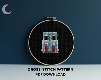 Cross Stitch Pattern Clear Water House Old San Juan Puerto Rico PDF