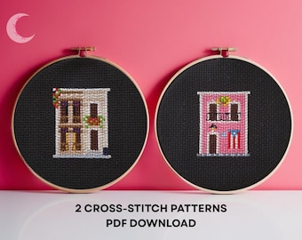 Cross Stitch Pattern Bundle Post Office & Flamingo House Puerto Rico PDF