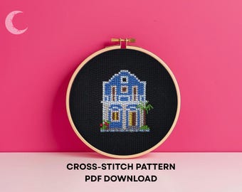 Cross Stitch Pattern School Building Old San Juan Puerto Rico PDF