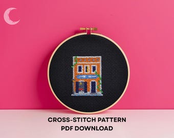Cross Stitch Pattern Restaurant Storefront Old San Juan Puerto Rico PDF
