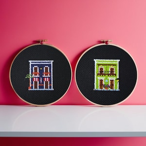 Pacote de Padrões de Ponto Cruz em PDF para Barbearia e Casa Quenepa | Inspirado na Colorida Arquitetura Porto-riquenha