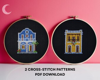 Cross Stitch Pattern School & Sunflower House Puerto Rico PDF