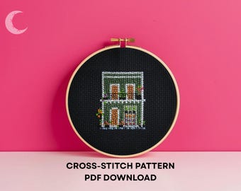 Cross Stitch Pattern Garden Shop Storefront Old San Juan Puerto Rico PDF