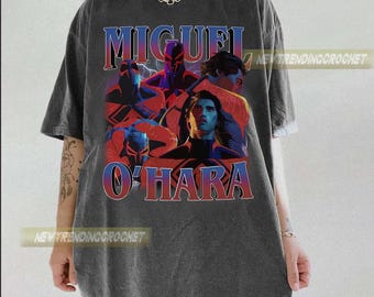 Camiseta Miguel O'Hara Comfort Colors estilo vintage, camiseta retrô estilo anos 90 estilo bootleg de rap