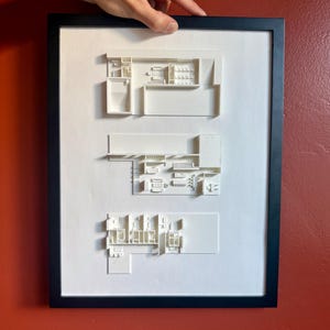 3D Architectural Floor Plan Art, minimalist building illustration, office wall decor, printed and framed decor. 15 models in this set.