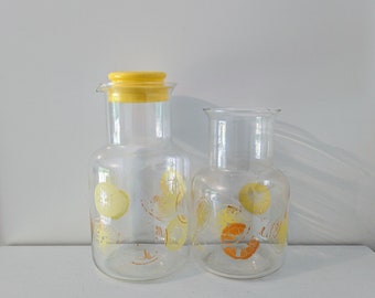 Vintage Pyrex Orange Lemonade Carafe Pitcher Jar Yellow Orange Retro Kitchen Juice Container MCM
