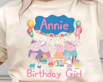Custom Pep-pa Pig Birthday Shirt, Pep Pig Birthday Shirts, Pig Birthday Party Family Matching Shirt, Pig Birthday Boy, Peppa Pig Family