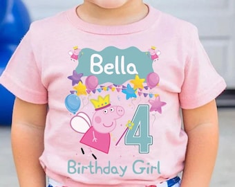 Custom Pep-pa Pig Birthday Shirt, Theme Birthday Custom Family Tee, Family Matching Party, Personalized Family Tees for Birthday, Group Tee