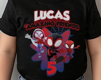 Custom Spider Birthday Family Matching T-shirt Amazing Spider Man Avenger Girl Superhero Shirt, Mom of The Birthday Boy, Spidey Tee