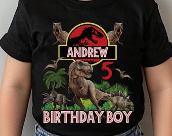 Personalized Jurassic Park T-Rex Birthday Shirt, Jurassic Park Dinosaur T-Rex Shirt, Jurassic World Shirt, Family birthday boy shirt