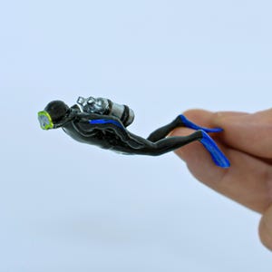 Handmade Scuba Diver Resin Miniature: Ocean Diorama Figurine