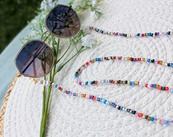 Bunte Brillenkette Handgemacht | Farbenfrohes Brillenband Boho | Sommer Accessoire | Geschenkidee Damen