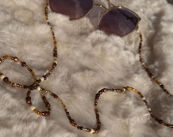 Sommer Brillenkette mit Glasperlen | Boho Brillenband für Sonnenbrille | Elegante Perlen Brillenkette | Handmade Accessoire