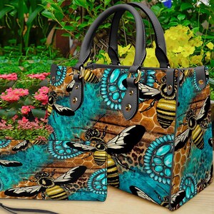 Schmetterling Landschaft Leder Handtasche & Brieftasche, Bunte Schmetterling Schultertasche, Benutzerdefinierte Tasche, Retro Handtasche, Muttertagsgeschenk, Geschenk für Mama