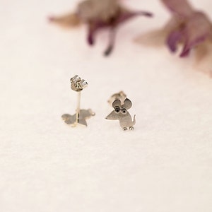 MOUSE Stud Earrings Sterling Silver Mini Zoo series image 3