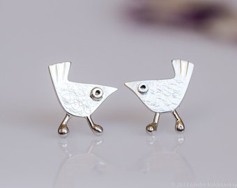 Little BIRD Earrings Sterling Silver Mini Zoo series