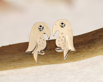 PARROT Sterling Silver Stud Earrings Mini Zoo series