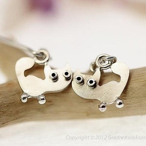 Kitty CAT Stud Earrings Sterling Silver Black Patterned Mini Zoo Series ...