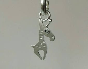 Giraffe silver charm pendant from Mini zoo series