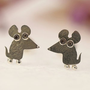 MOUSE Stud Earrings Sterling Silver Mini Zoo series