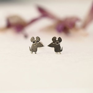 MOUSE Stud Earrings Sterling Silver Mini Zoo series image 2