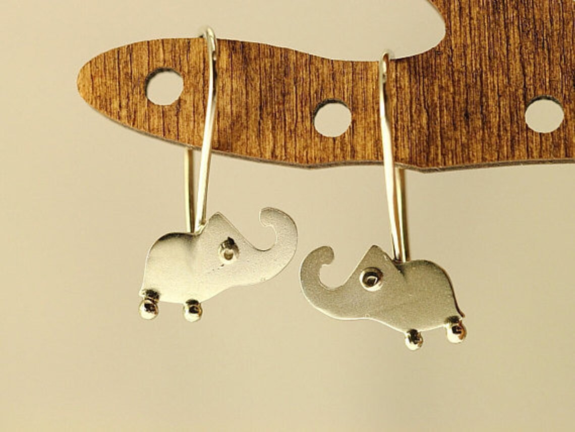 ELEPHANT Silver Stud Earrings Mini Zoo Series Etsy