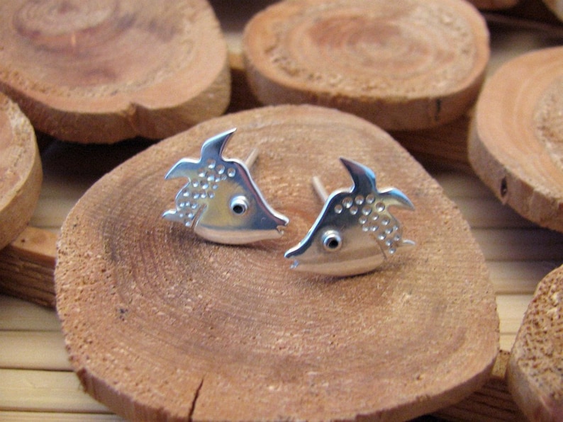 Marine FISH Stud Earrings Sterling Silver Mini Zoo Etsy