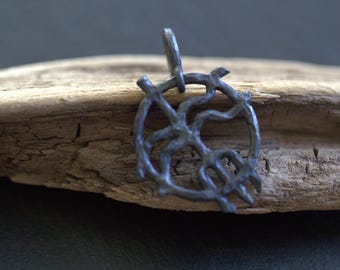 Collar rústico de plata martillada con colgante del zodíaco AQUARIUS hecho a mano, joyería astrológica