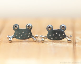 Boucles d'Oreilles Grenouille Mini Zoo Argent Massif