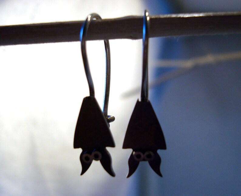 BAT Dangle Sterling Silver Earrings Mini Zoo series image 5