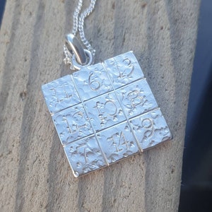 Venus Magic square shukra yantra sterling silver charm pendant image 1