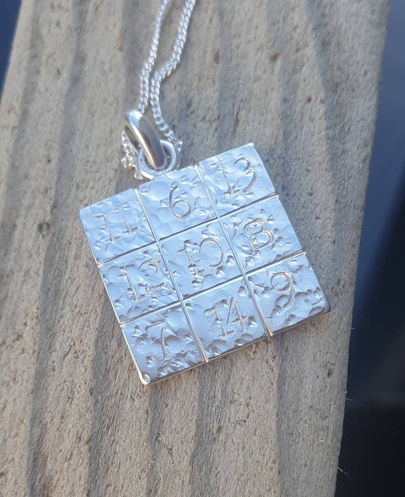 Venus Magic square shukra yantra sterling silver charm pendant image 1