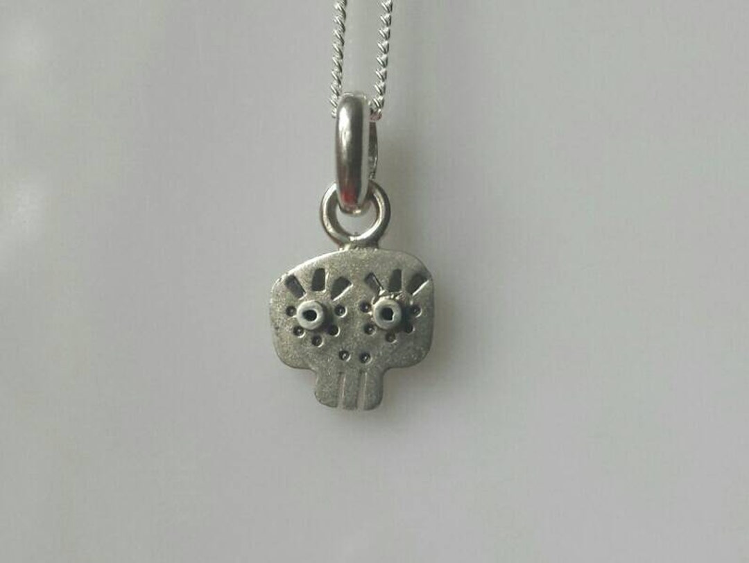 Pendentif Crâne Gravé Zancan En Argent 925 Oxydé - Pièce Unique Artisanale, Style Gothique
