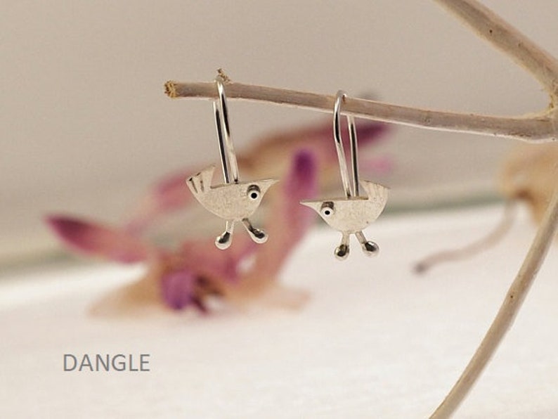 Little BIRD Earrings Sterling Silver Mini Zoo series image 7