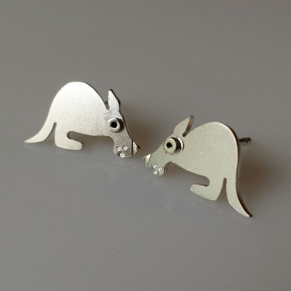 KANGAROO Stud Earrings Sterling Silver Mini Zoo