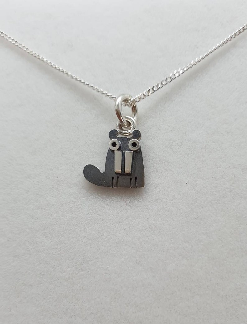 BEAVER Sterling Silver Charm pendant Mini Zoo series image 5