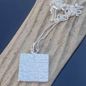 Venus Magic square shukra yantra sterling silver charm pendant image 3