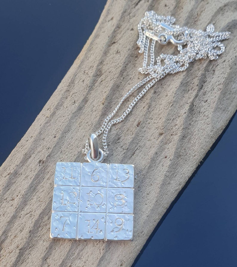 Venus Magic square shukra yantra sterling silver charm pendant image 3